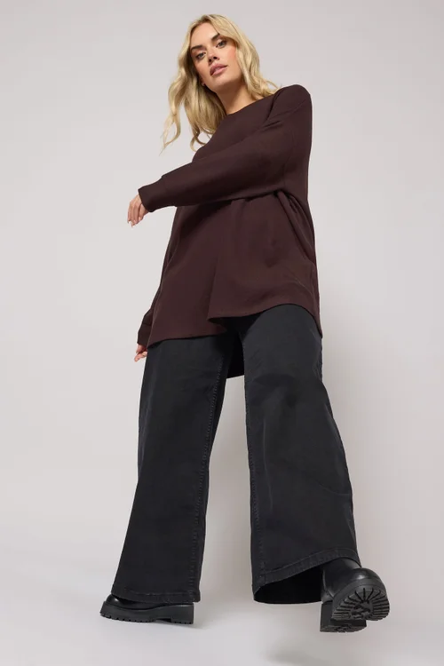 Yours Curve Chocolate Brown Soft Touch Jumper - Size 18 Image 2
