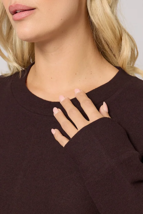 Yours Curve Chocolate Brown Soft Touch Jumper - Size 18 Image 4