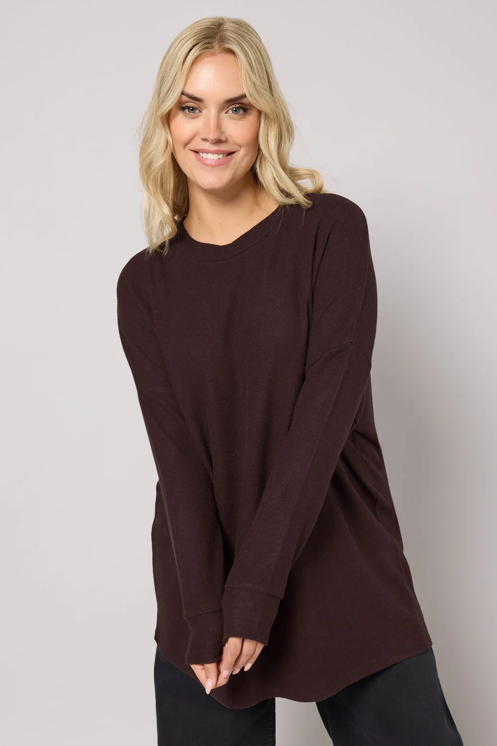 Yours Curve Chocolate Brown Soft Touch Jumper - Size 18 Image 1