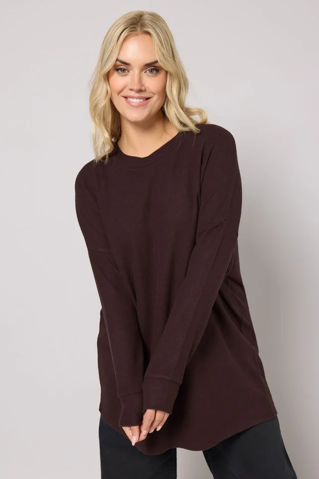 Yours Curve Chocolate Brown Soft Touch Jumper