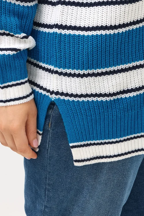 Yours Curve Blue Stripe Knitted Jumper - Size 18-20 Image 4