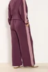 Yours Curve Burgundy Red 'NYC' Side Stripe Wide Leg Joggers - Size 30-32 Image 3