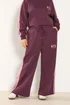 Yours Curve Burgundy Red 'NYC' Side Stripe Wide Leg Joggers - Size 30-32 Image 2