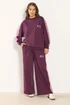 Yours Curve Burgundy Red 'NYC' Side Stripe Wide Leg Joggers - Size 30-32 Image 1