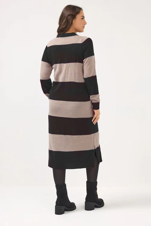 Yours Curve Black Rugby Collar Knitted Jumper Dress - 14-16 Image 3