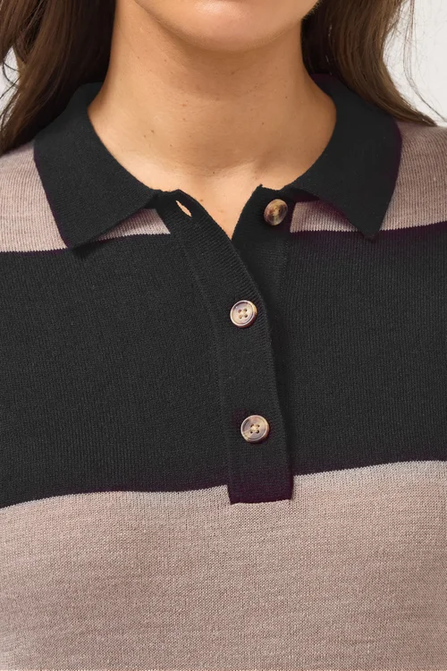 Yours Curve Black Rugby Collar Knitted Jumper Dress - 14-16 Image 4