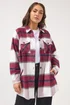Yours Curve Red & White Check Shacket - 30-32 Image 1