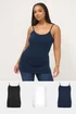 Yours 3 Pack Curve Black & Navy Blue Cami Tops - Size 18 Image 1