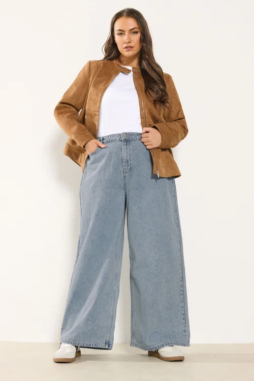 Yours Curve Blue Palazzo Leg Jeans - Size 26 Image 2