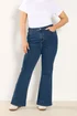 Yours Curve Mid Blue Wash Flare Stretch Jeans - Size 22 Image 1