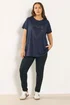 Yours Curve Navy Blue Studded Heart T-Shirt - Size 30-32 Image 3