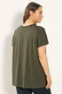 Yours Curve Khaki Green Studded Heart T-Shirt - Size 16 Image 3