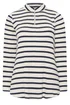 Yours Curve Ivory White Stripe Zip Neck Top - Size 14 Image 5