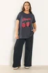 Yours Curve Grey 'Cherries' Slogan T-Shirt - Size 20 Image 2