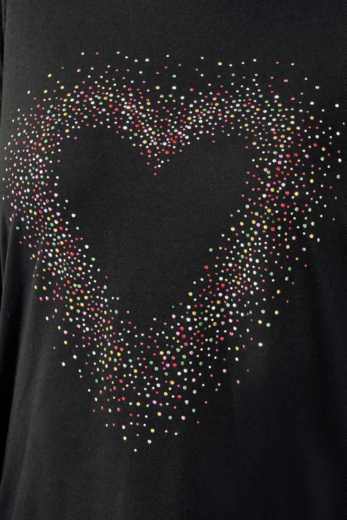 Yours Curve Black Studded Heart Long Sleeve T-Shirt - Size 18 Image 4