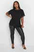 Yours Curve Black Pearl Trim T-Shirt - Size 20 Image 2