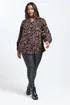 Yours Curve Brown Floral Print Studded Overhead Blouse - Size 22-24 Image 2