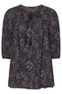 Yours Curve Black Paisley Tie Neck Top - Size 30-32 Image 5
