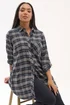 Yours Curve Navy Blue Check Boyfriend Shirt - Size 22-24 Image 1