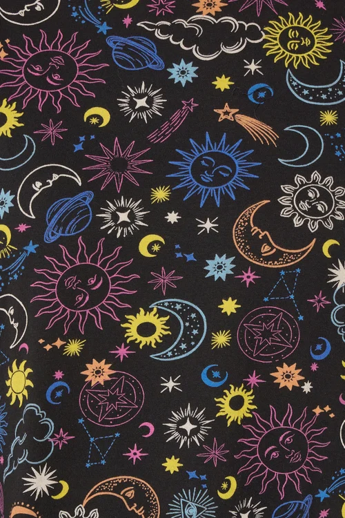 Yours Curve Black Celestial Long Sleeve Nightdress - Size 30-32 Image 4