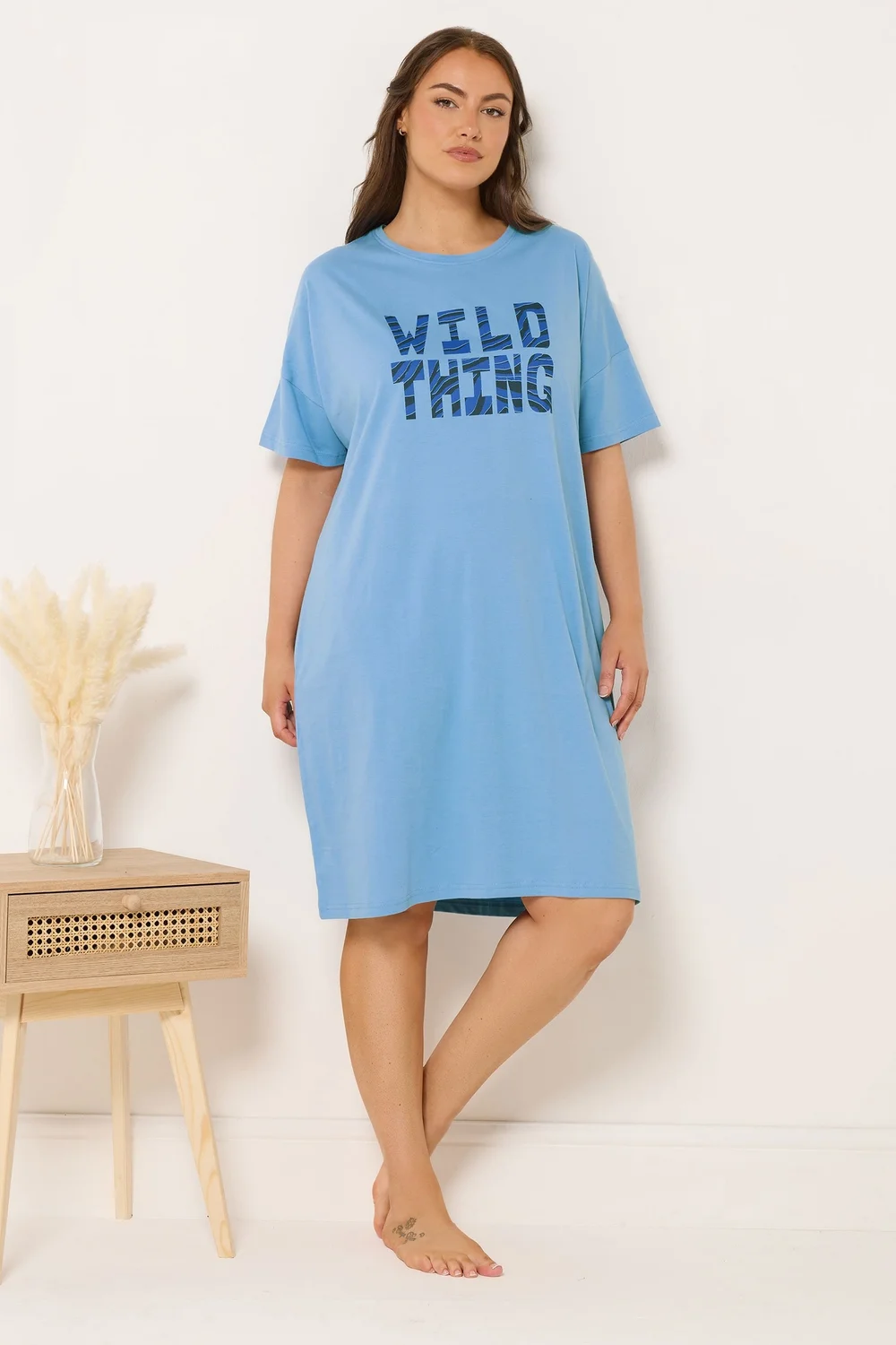 Yours 2 Pack Curve Blue 'Wild Thing' Sleep Tee Nightdresses - Size 34-36 Image 2