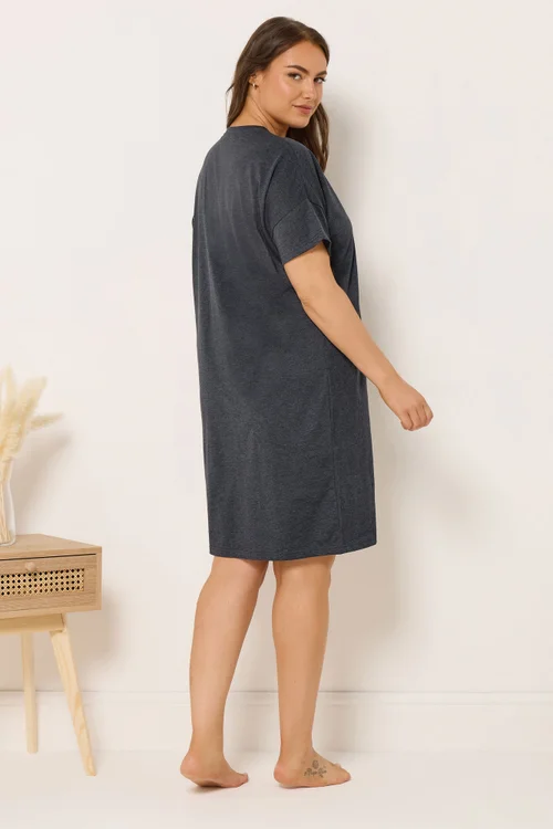 Yours 2 Pack Curve Grey 'Pasta Club' Sleep Tee Nightdresses - Size 26-28 Image 4