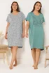 Yours Curve 2 Pack Green Paris Scene Nightdresses - Size 26-28 Image 1