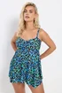 Yours Curve Blue & Green Leopard Print Tankini Top - Size 16 Image 2
