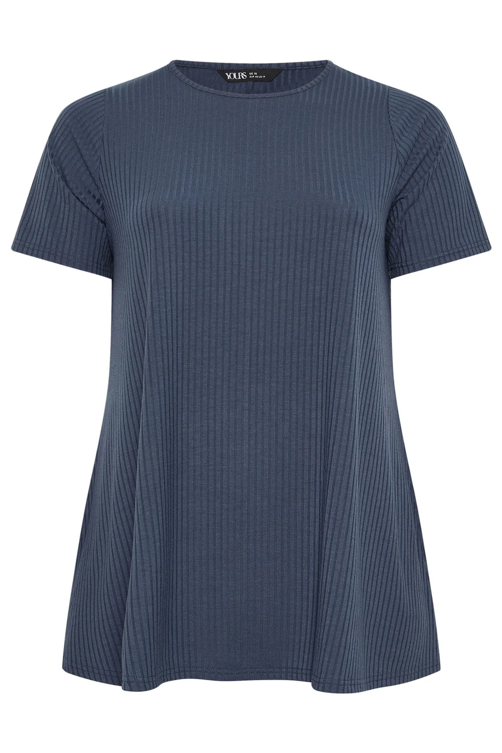 Yours Curve Slate Grey Ribbed Swing Top - Size 30-32 Image 5