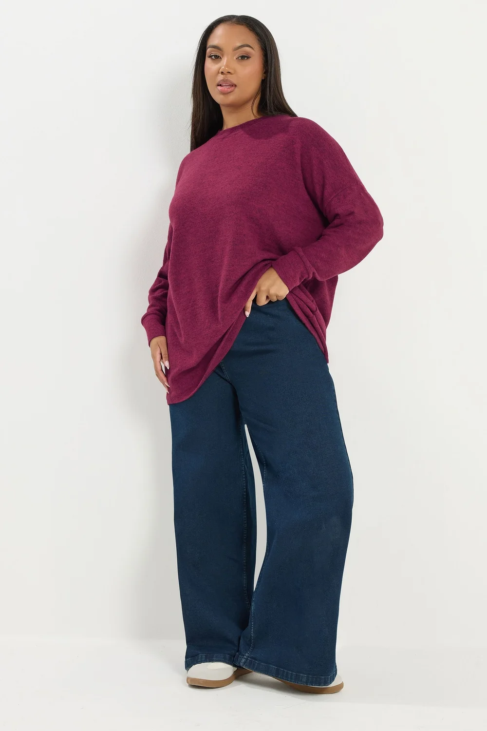 Yours Curve Dark Pink Soft Touch Jumper - Size 14 Image 2