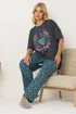 Yours Curve Charcoal Grey 'Wild And Free' Leopard Wide Leg Pyjama Set - Size 34-36 Image 1