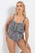 Yours Curve White Leopard Print Frill Swimsuit - Size 18 Image 1