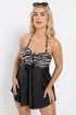 Yours Curve Black Zebra Print Tummy Control Swim Dress - Size 22 Image 4