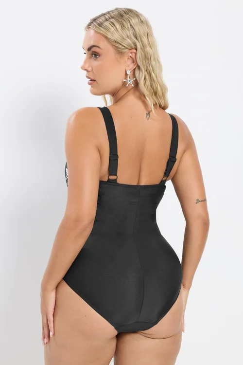 Yours Curve Black Active Abstract Print Swimsuit - Size 16 Image 4