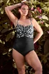 Yours Curve Black Crossover Spot Print Swimsuit - Size 14 Image 1