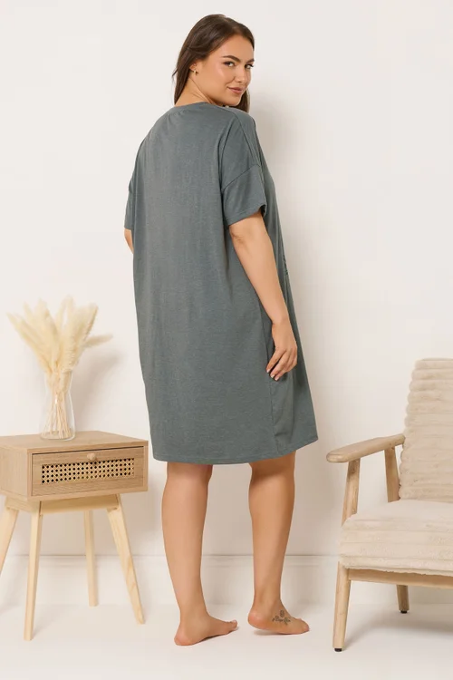 Yours Curve Grey 'I Love You From My Head Tomatoes' Nightdress - Size 14-16 Image 3
