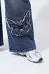 Yours Limited Curve Indigo Blue Denim Butterfly Embroidered Jeans - Size 18 Image 4