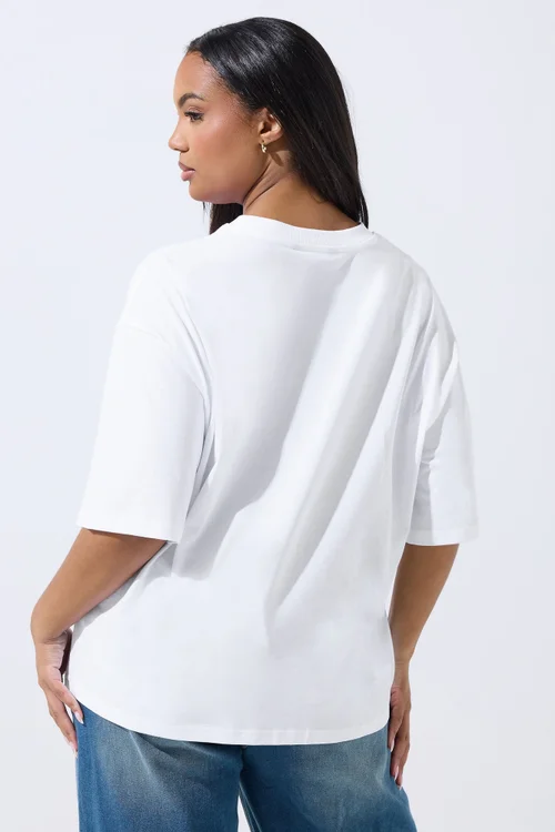 Yours Limited Curve White 'Break Up Makeup' Graphic T-Shirt - Size 30-32 Image 3