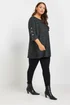 Yours Curve Black Marl Button Sleeve Soft Touch Top - Size 22-24 Image 2