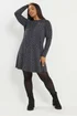 Yours Curve Grey Leopard Print Ribbed Tunic Top - Size 16 Image 1