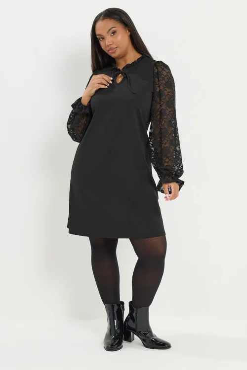Yours Curve Black Lace Mini Dress - 22-24 Image 2