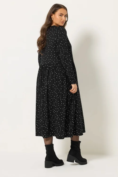 Yours Curve Black Polka Dot Peplum Maxi Dress - 20 Image 3