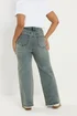 Yours Curve Blue Seam Detail Wide Leg Jeans - Size 26 Image 4