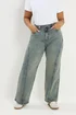 Yours Curve Blue Seam Detail Wide Leg Jeans - Size 26 Image 1