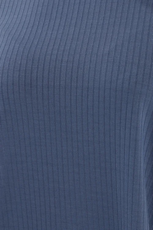 Yours Curve Denim Blue Ribbed Swing T-Shirt - Size 26-28 Image 4