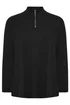 Yours Curve Black Ribbed Quarter Zip Top - Size 14 Image 5