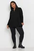 Yours Curve Black Ribbed Quarter Zip Top - Size 14 Image 2