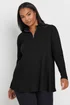 Yours Curve Black Ribbed Quarter Zip Top - Size 14 Image 1