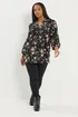 Yours Curve Black Floral Notch Neck Blouse - Size 26-28 Image 2