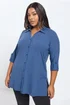 Yours Curve Dark Blue Button Through Ribbed Top - Size 26-28 Image 1